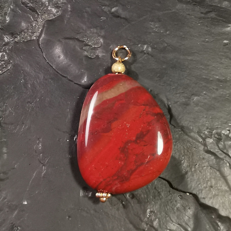 Jaspe rouge - Pendentif pièce unique 2 - 1er chakra de Catalogue pierres et cristaux