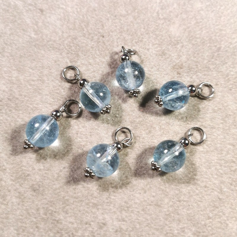 Topaze bleue - pendentif perle 1cm - 5ème chakra