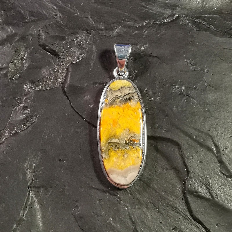 Jaspe bumblebee ou éclipse - pendentif monté en argent 3 - 3e chakra de Catalogue pierres et cristaux