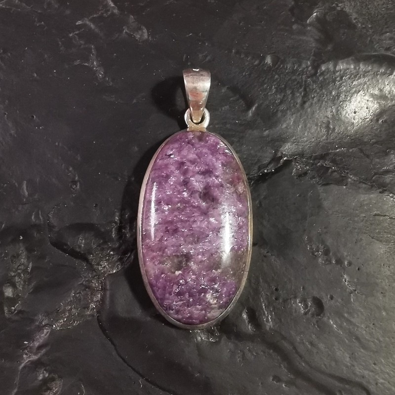 Lépidolite - pendentif monté en argent 2 - 7ème chakra de Catalogue pierres et cristaux