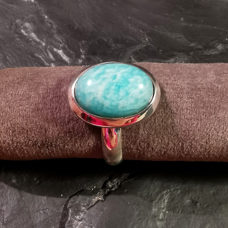 Amazonite - Bague règlable en argent 2 - chakra turquoise