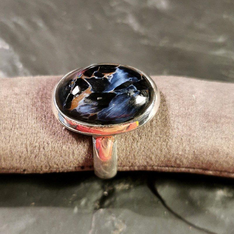 Pietersite - bague réglable montée en argent 2 - 3e chakra de Catalogue pierres et cristaux