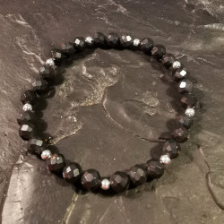 Shungite - bracelet perles facettées 6mm et perles en argent de Catalogue Shungite