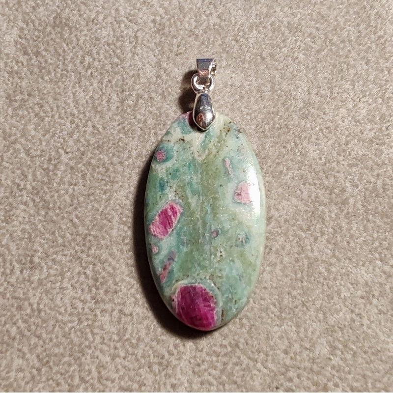 Rubis sur fuchsite - pendentif pièce unique 2 - 4è chakra de Catalogue pierres et cristaux