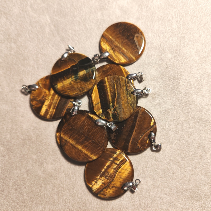 Œil de tigre - pendentif rond - 3e chakra de Catalogue pierres et cristaux