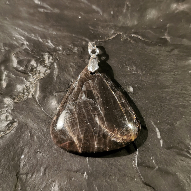 Pierre de lune noire - pendentif pièce unique 2 - 6e chakra de Catalogue pierres et cristaux