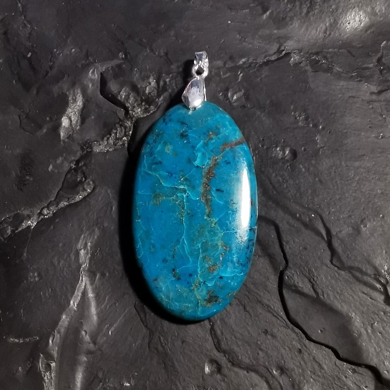 Chrysocolle - pendentif pièce unique 5 - chakra turquoise de Catalogue pierres et cristaux