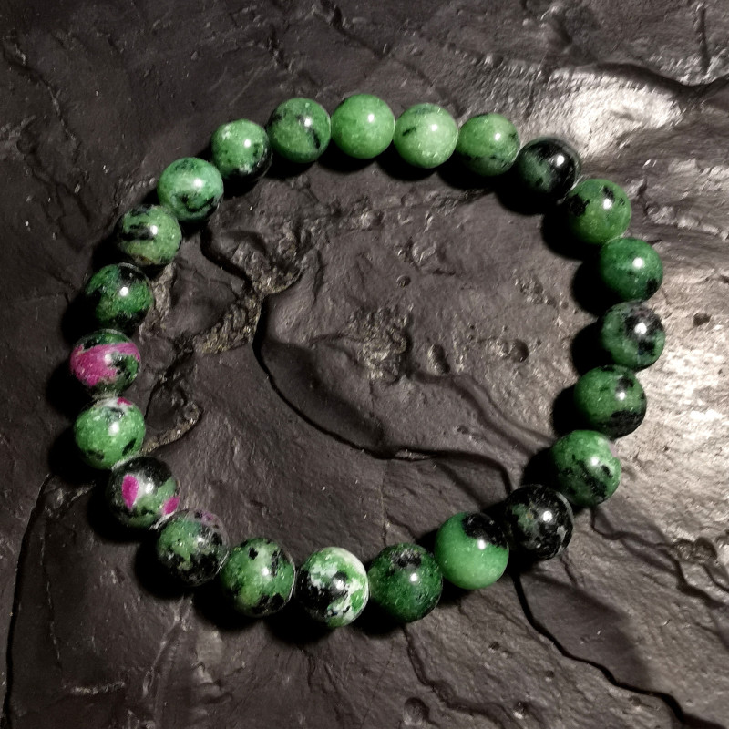 Rubis sur zoïsite - Bracelet perles 8mm - 4e chakra de Catalogue pierres et cristaux