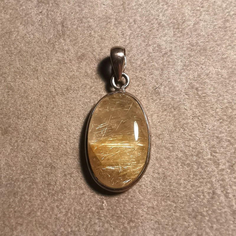 Quartz rutile - pendentif monté en argent 2 - 2e chakra