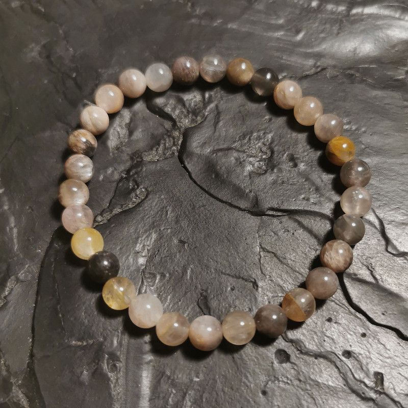 Pierre de lune noire - bracelet perles 6mm - 6e chakra de Catalogue pierres et cristaux