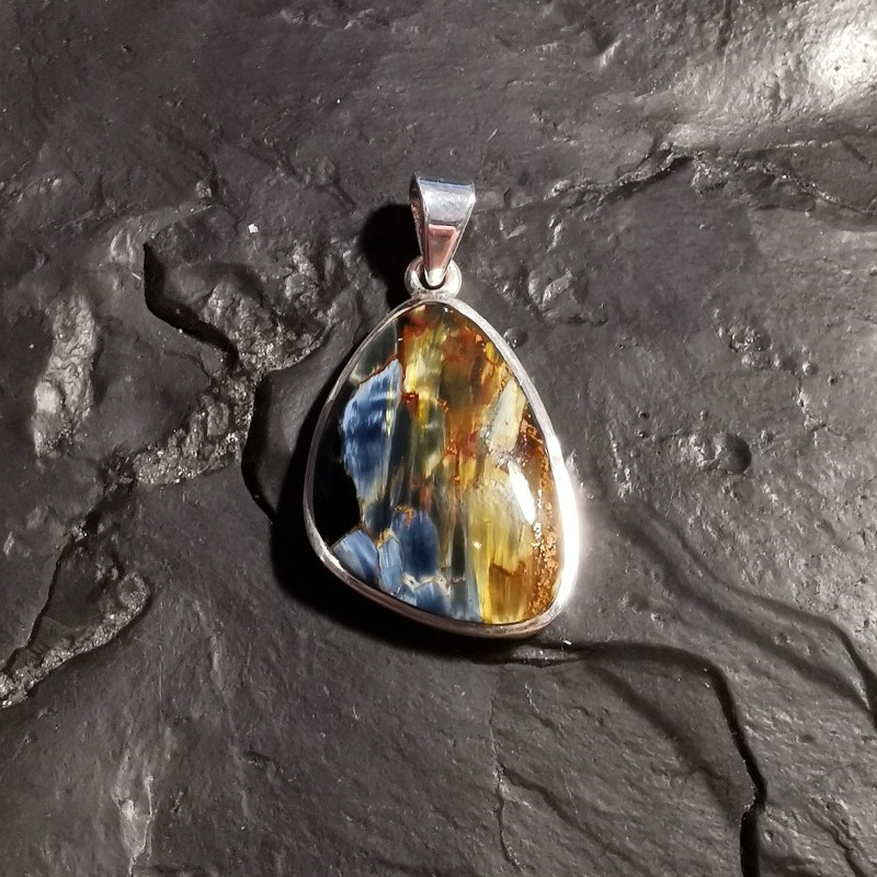 Pietersite - pendentif monté en argent 2 - 3e chakra de Catalogue pierres et cristaux