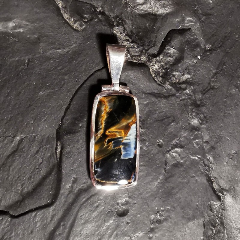 Pietersite - pendentif monté en argent 3 - 3ème chakra de Catalogue pierres et cristaux