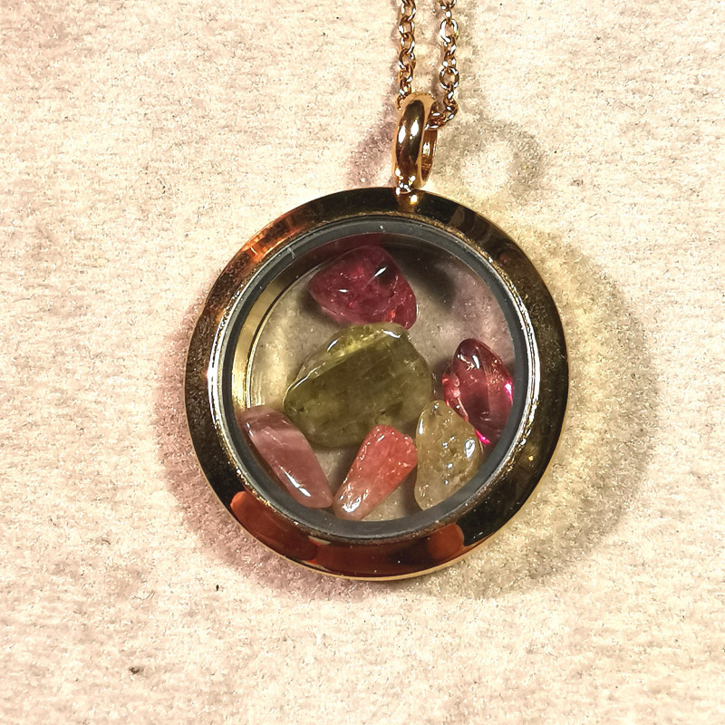 Tourmaline multicolore - pendentif pièce unique 1 - 4ème chakra de Catalogue pierres et cristaux