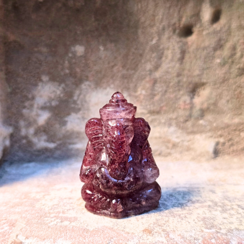 Ganesh - quartz framboise de Pierres du chakra magenta