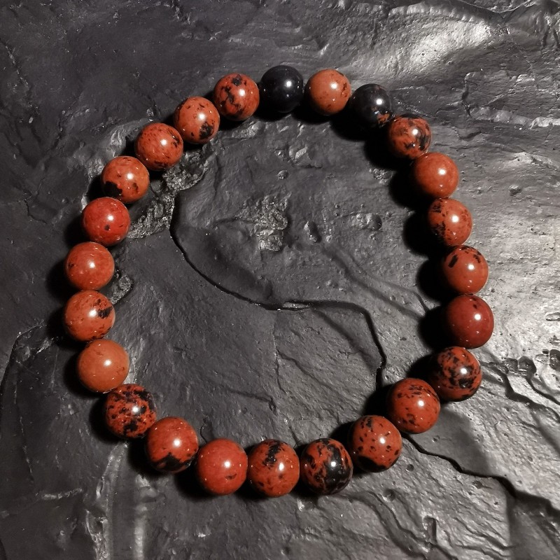 Obsidienne acajou - Bracelet perles 8mm - 1er chakra de Catalogue pierres et cristaux