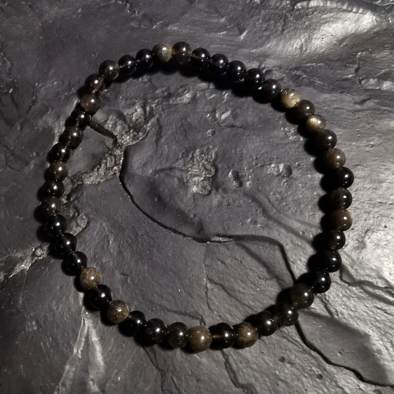 Obsidienne dorée - bracelet perles 4mm de Catalogue pierres et cristaux