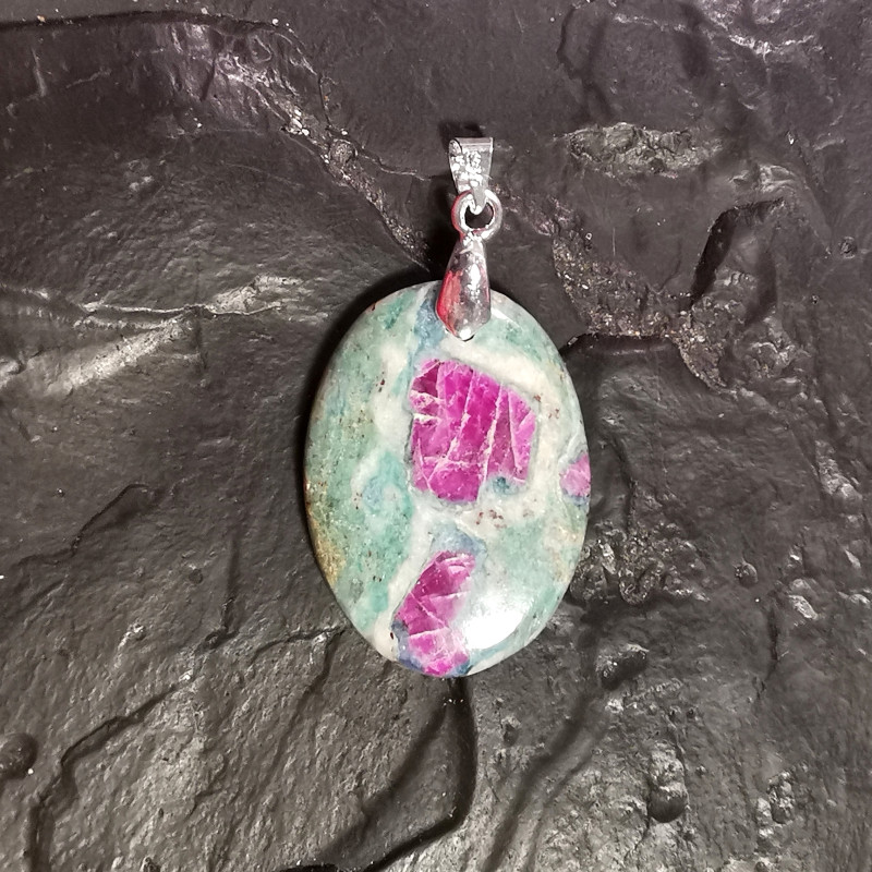 Rubis sur fuchsite - pendentif pièce unique 1 - 4è chakra de Catalogue pierres et cristaux