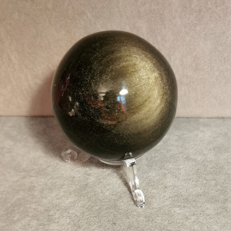 Obsidienne dorée - sphère 6cm - chakra bordeaux + chakra magenta de Catalogue pierres et cristaux