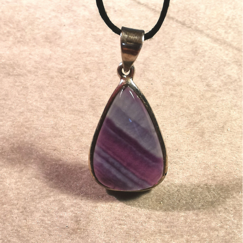 Fluorite - pendentif monté en argent 1 - 6ème chakra de Catalogue pierres et cristaux
