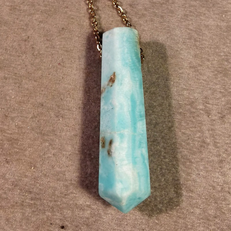 Aragonite bleue - pendentif pièce unique 2 - 5e chakra de Catalogue pierres et cristaux