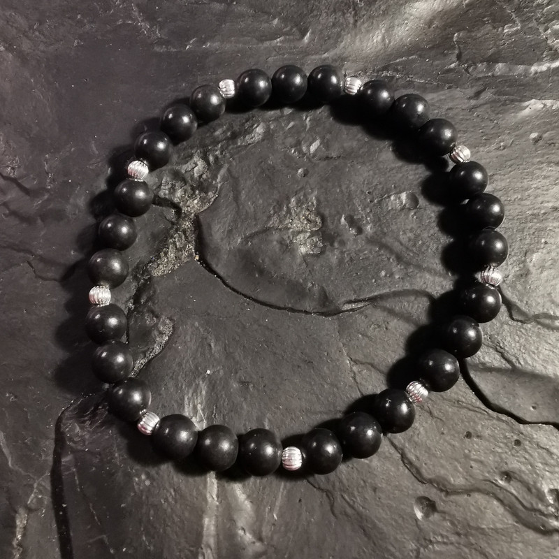 Shungite - Bracelet perles 6mm et perles en argent de Catalogue Shungite