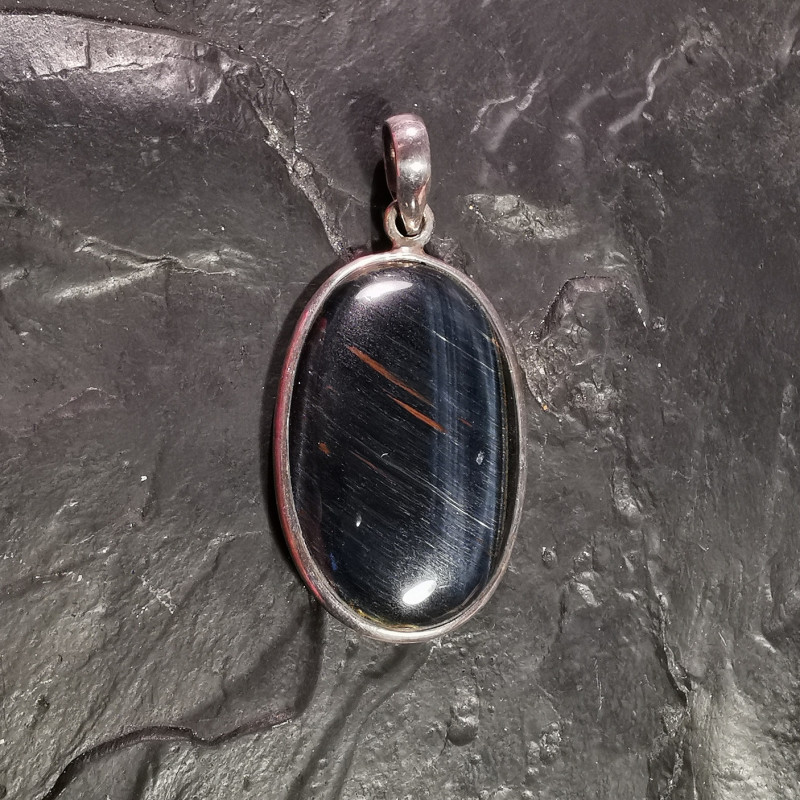 Œil de faucon - pendentif monté en argent 1 - 6ème chakra de Catalogue pierres et cristaux