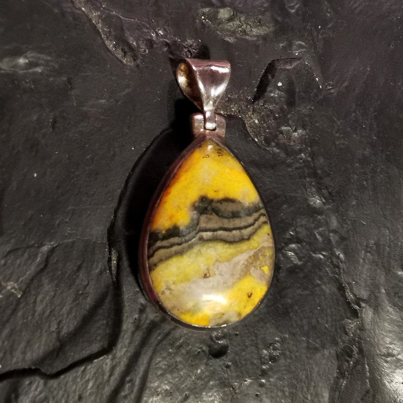 Jaspe bumblebee ou éclipse - pendentif monté en argent 1 - 3e chakra de Pierres & Cristaux - Pièces uniques