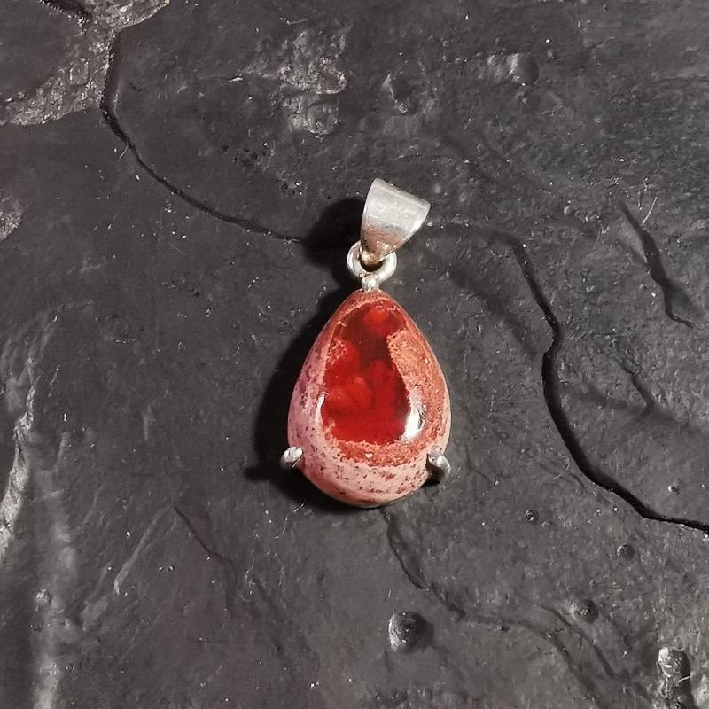 Opale de feu - pendentif monté en argent 3 - 2e chakra de Catalogue pierres et cristaux