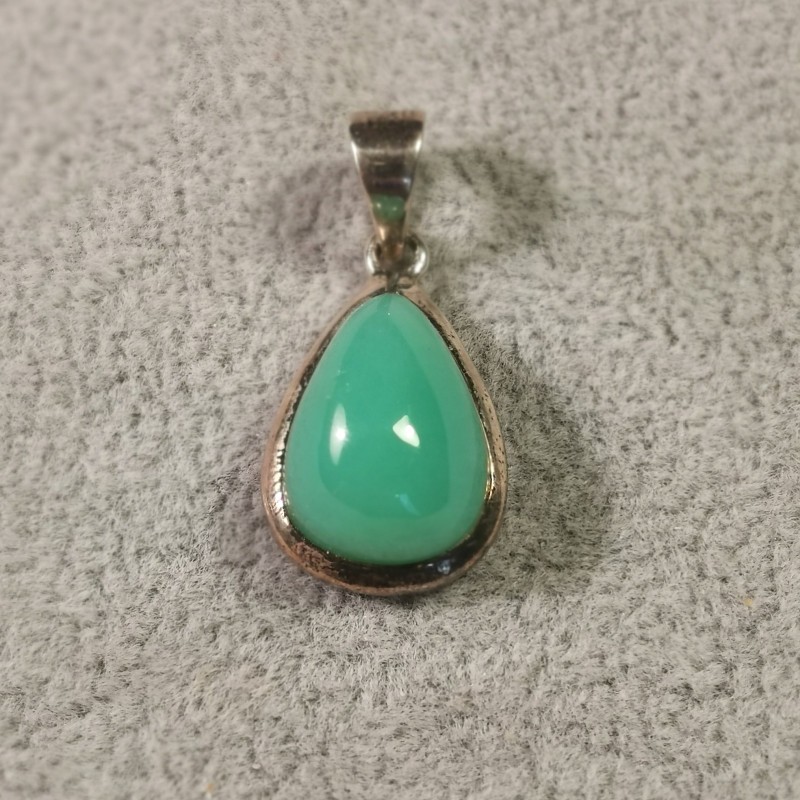 Chrysoprase - pendentif monté en argent 5 - chakra turquoise de Catalogue pierres et cristaux
