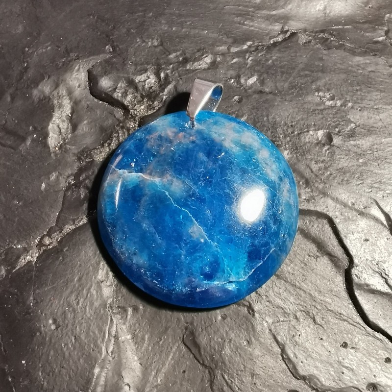 Apatite bleue - pendentif pièce unique 4 - 5e et 6e chakras de Catalogue pierres et cristaux