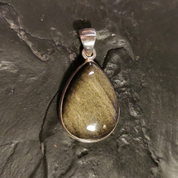 Obsidienne dorée - pendentif monté en argent 1 de Pierres & Cristaux - Pièces uniques