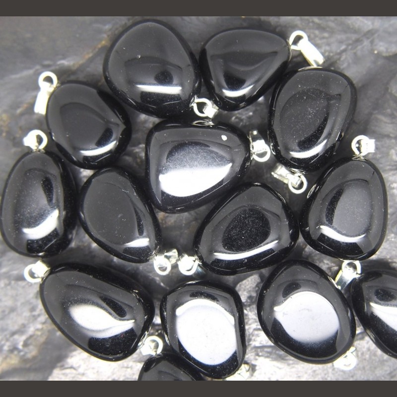 Obsidienne noire - pendentif - chakra bordeaux de Catalogue pierres et cristaux