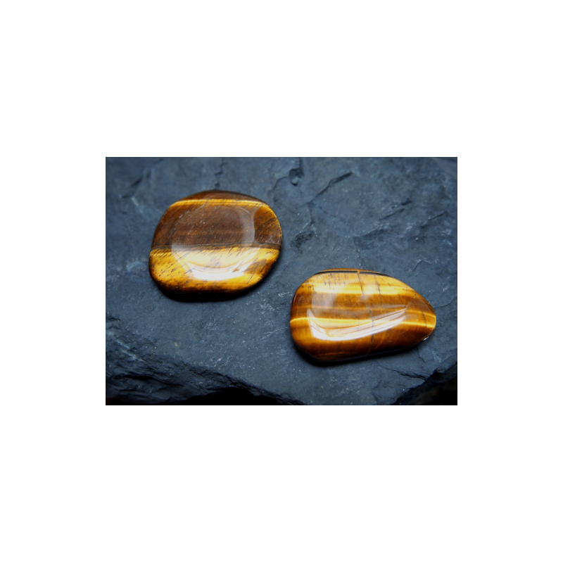 Œil de tigre - pierre plate - 3ème chakra de Catalogue pierres et cristaux