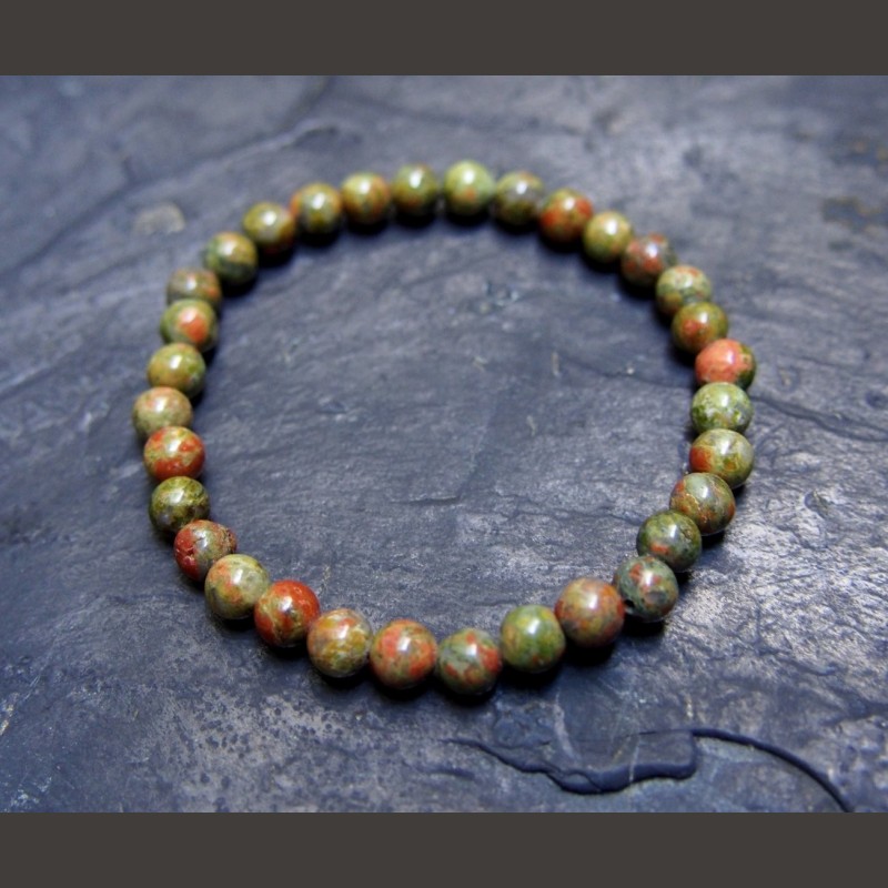 Unakite - Bracelet perles 6mm - chakra pistache de Bracelets