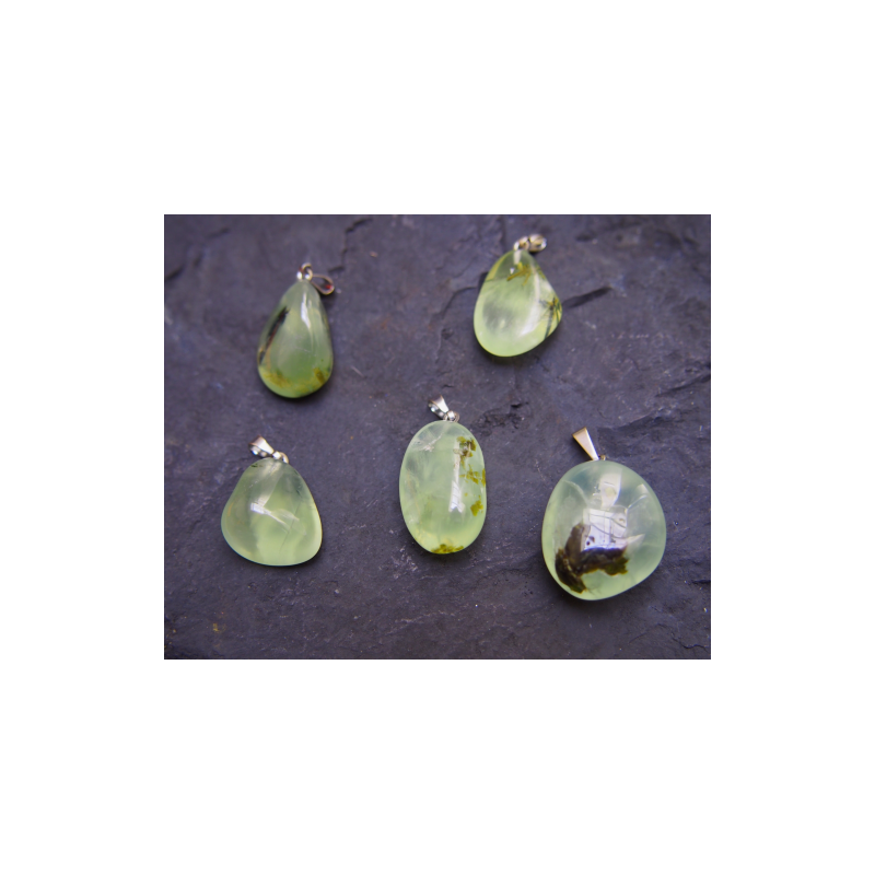 Prehnite - pendentif - chakra pistache de Catalogue pierres et cristaux