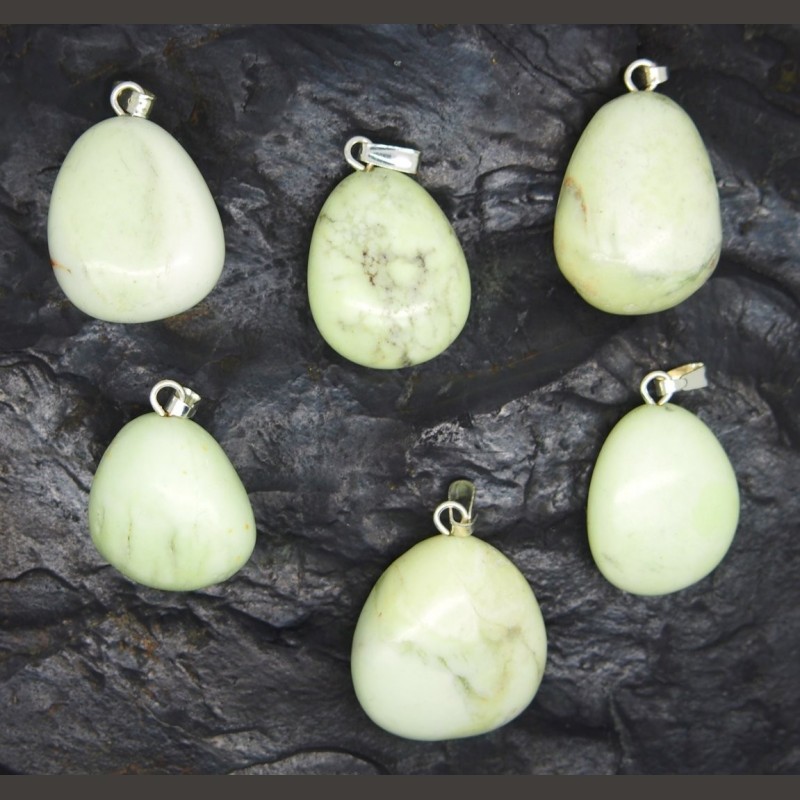 Magnésite citron - pendentif - chakra pistache de Catalogue pierres et cristaux