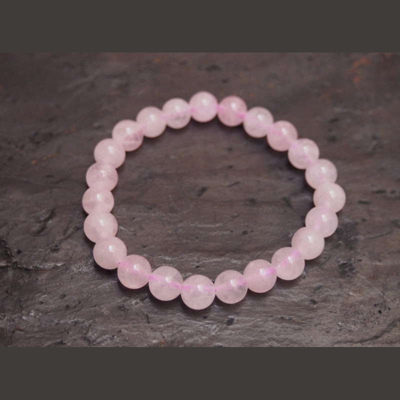 Quartz rose - Bracelet perles 6 mm - 4e chakra de Bracelets
