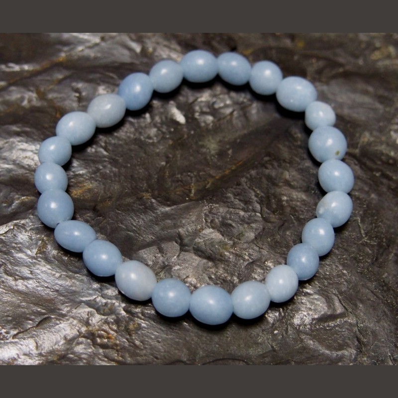 Angelite - Bracelet perles roulées - 5e chakra de Bracelets