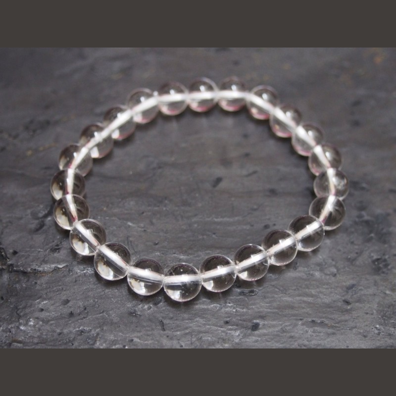 Cristal de roche - Bracelet perles 8mm - 6e chakra de Bracelets