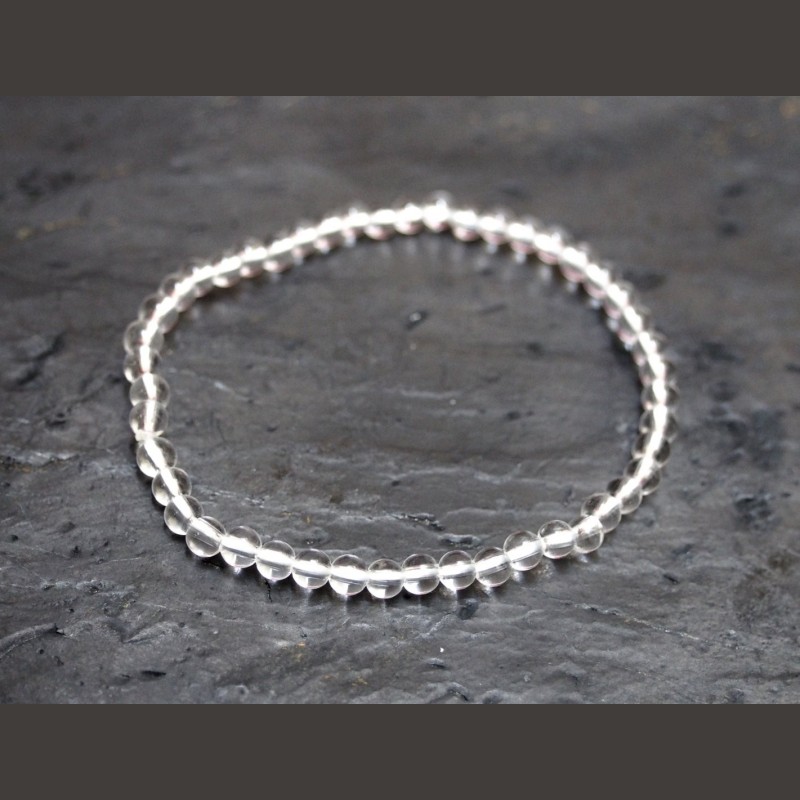 Cristal de roche - Bracelet perles 4mm - 6e chakra de Bracelets
