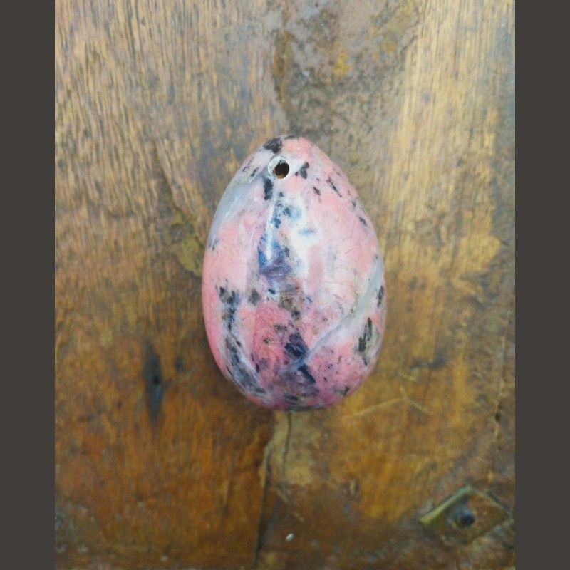 Œuf de rhodonite M percé - 4ème chakra de Pierres du 4ème chakra