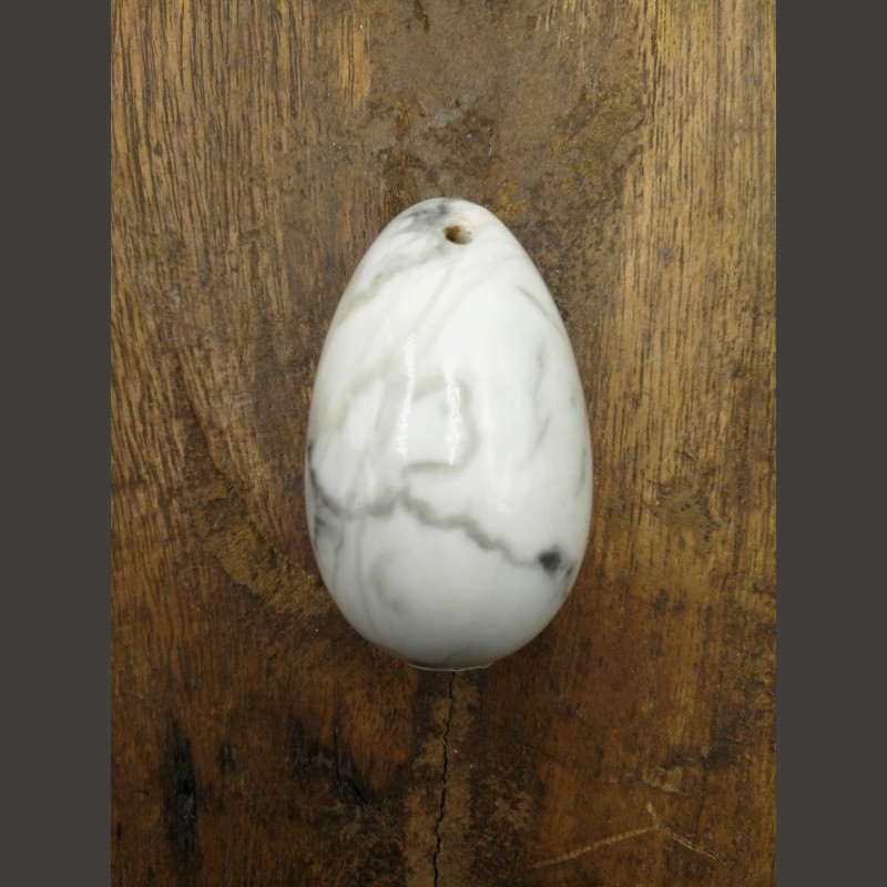 Howlite - Œuf de yoni S percé - 2ème chakra de Pierres du 2ème chakra