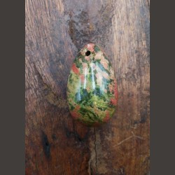 Unakite - Œuf de yoni S percé - chakra pistache de Pierres du chakra pistache