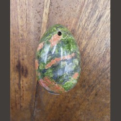 Unakite - Œuf de yoni M percé - chakra pistache de Pierres du chakra pistache