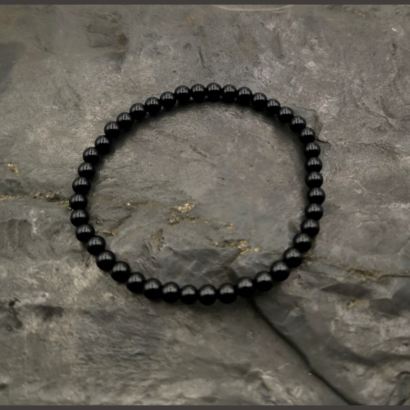 Obsidienne noire - bracelet perles 4mm - chakra bordeaux de Bracelets