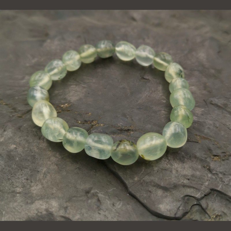 Prehnite - Bracelet perles roulées - chakra pistache de Bracelets