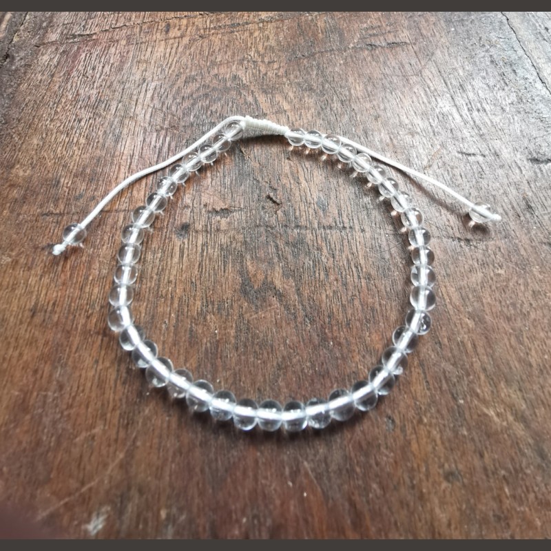 Cristal de roche - Bracelet 4mm macramé - 6e chakra de Bracelets