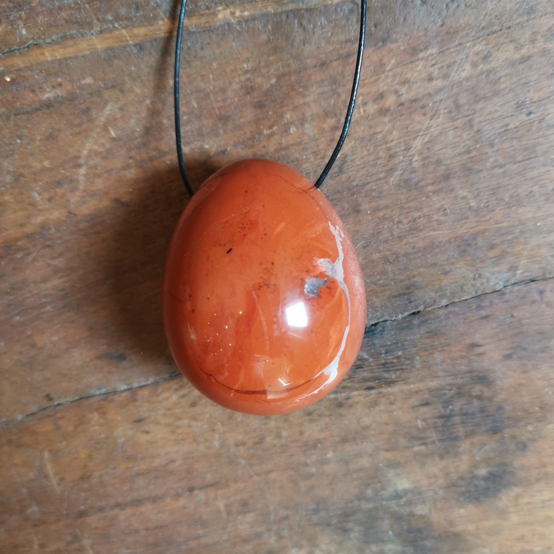 Jaspe rouge - Œuf de yoni L percé - 1er chakra de Pierres du 1er chakra