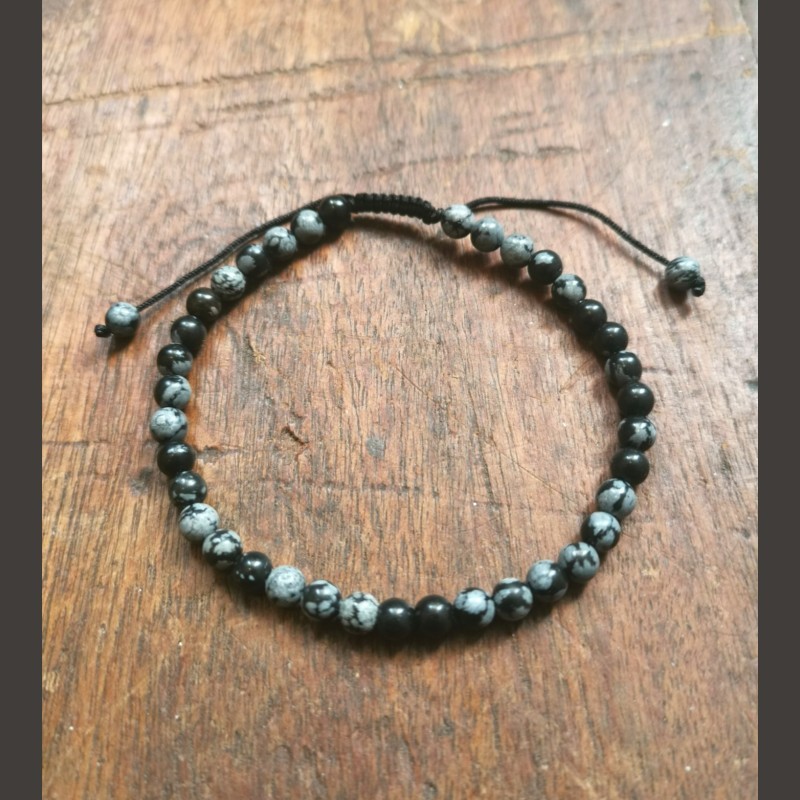 Pendentif d'obsidienne flocon de neige - 1er chakra