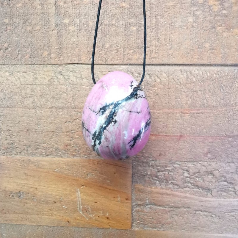 Rhodonite - Œuf de yoni L percé - 4ème chakra de Pierres du 4ème chakra
